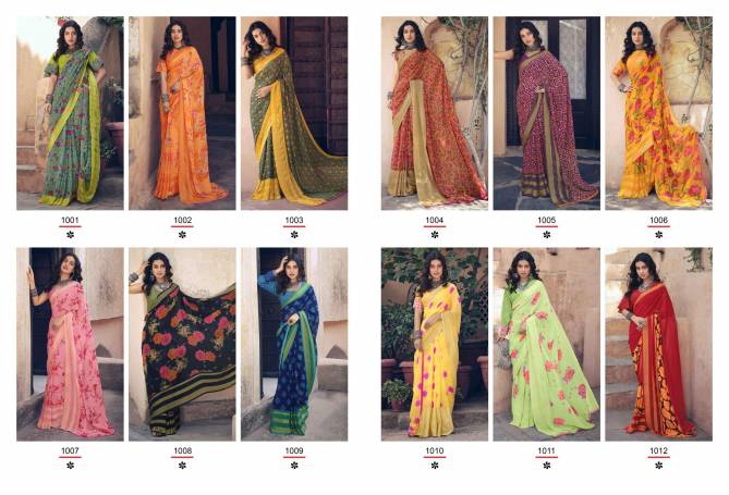 Sanskar Utsah Printed Georgette Casual Wear Sarees Collection
